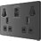 British General Evolve 13A 2-Gang SP Switched Socket + 3A 30W 2-Outlet Type A & C USB Charger Black Chrome with Black Inserts