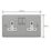 Varilight  13A 2-Gang 2-Pole Switched Socket Brushed Steel  with White Inserts