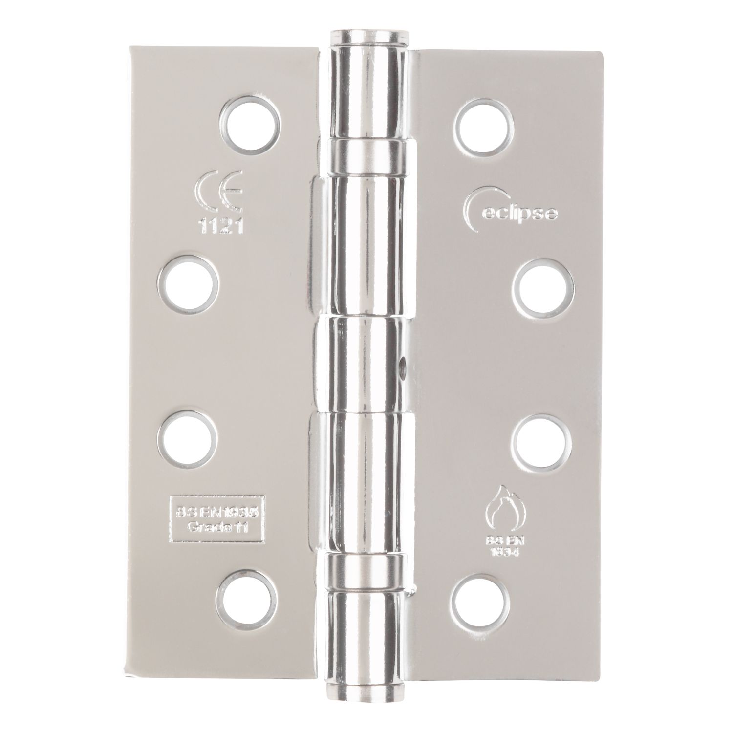 Eclipse Polished Chrome Grade 11 Fire Rated Ball Bearing Hinges 102mm x 76mm 3 Pack (8110J)