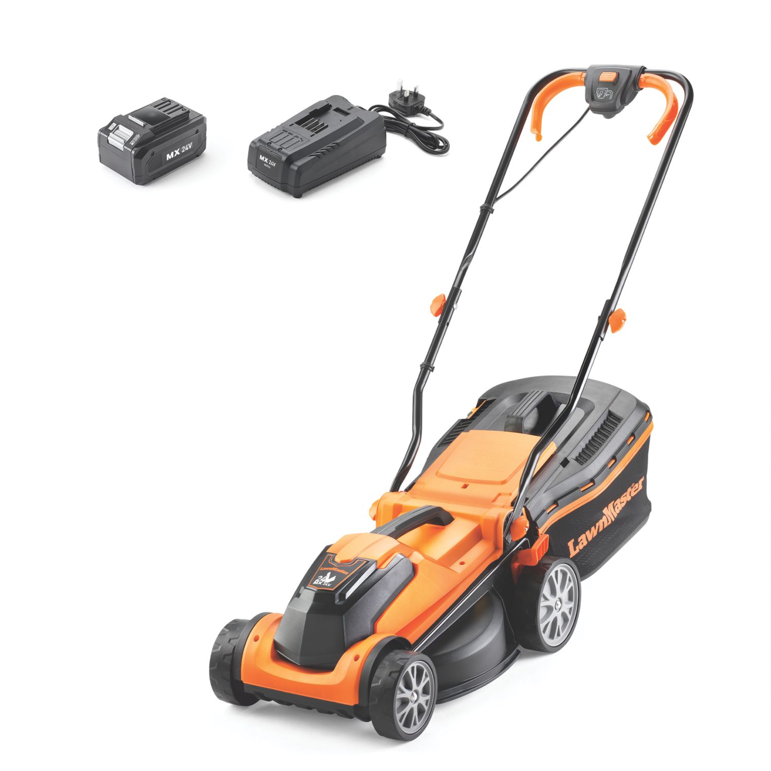 LawnMaster CLMF2434G-1-01 24V 1 x 4.0Ah Lithium MX Brushless Cordless 34cm Rotary Lawn Mower (811CU)