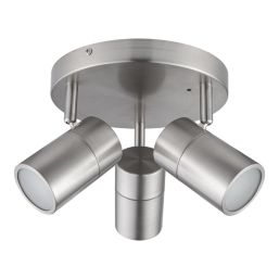 LAP Telloy Round 3-Light Bathroom Spotlight Brushed Steel
