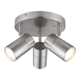 LAP Telloy Round 3-Light Bathroom Spotlight Brushed Steel