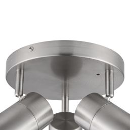 LAP Telloy Round 3-Light Bathroom Spotlight Brushed Steel