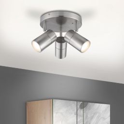 LAP Telloy Round 3-Light Bathroom Spotlight Brushed Steel