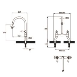 Clearwater Elegance Dual-Lever Mixer Tap Brushed Brass PVD