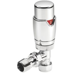 Cassellie Chrome Angled Thermostatic TRV & Lockshield 15mm x 1/2 ...