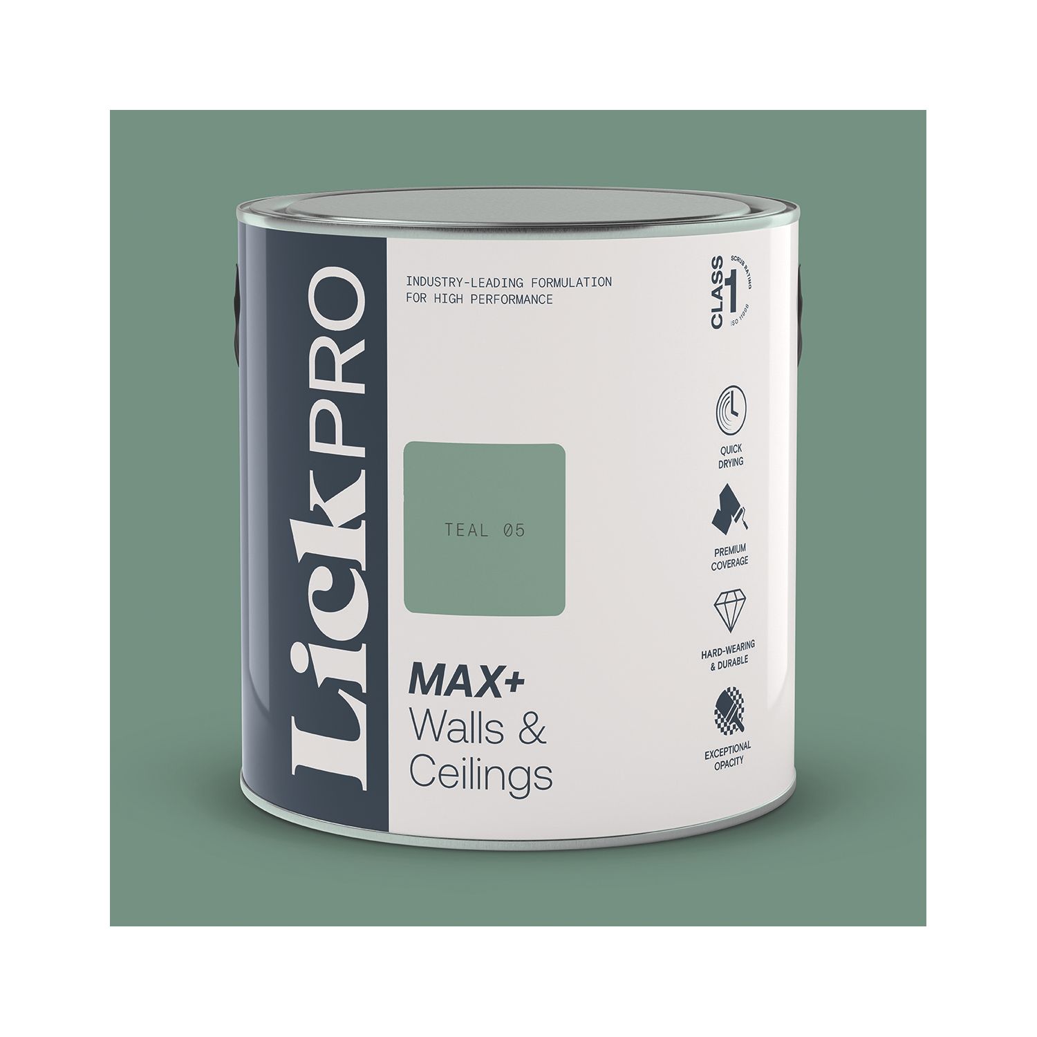 LickPro Max+ 2.5Ltr Teal 05 Matt Emulsion Paint (811JY)