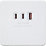 Knightsbridge  5A 63W 3-Outlet Type A & C USB Socket Matt White with White Inserts