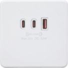 Knightsbridge  5A 63W 3-Outlet Type A & C USB Socket Matt White with White Inserts