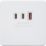 Knightsbridge  5A 63W 3-Outlet Type A & C USB Socket Matt White with White Inserts