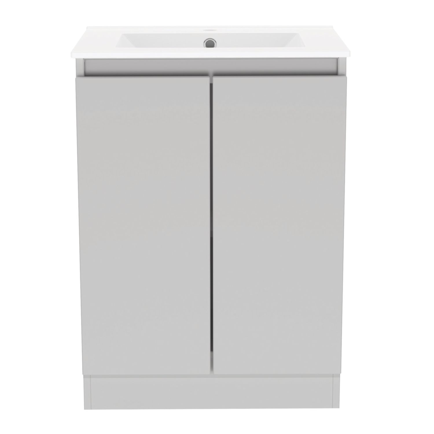 Newland Double Door Floor Standing Vanity Unit with Basin Matt Pearl Grey 600mm x 450mm x 840mm (811RN)