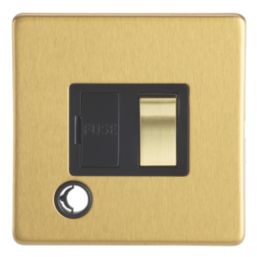 Contactum Lyric 13A Switched Fused Spur & Flex Outlet  Brushed Brass with Black Inserts