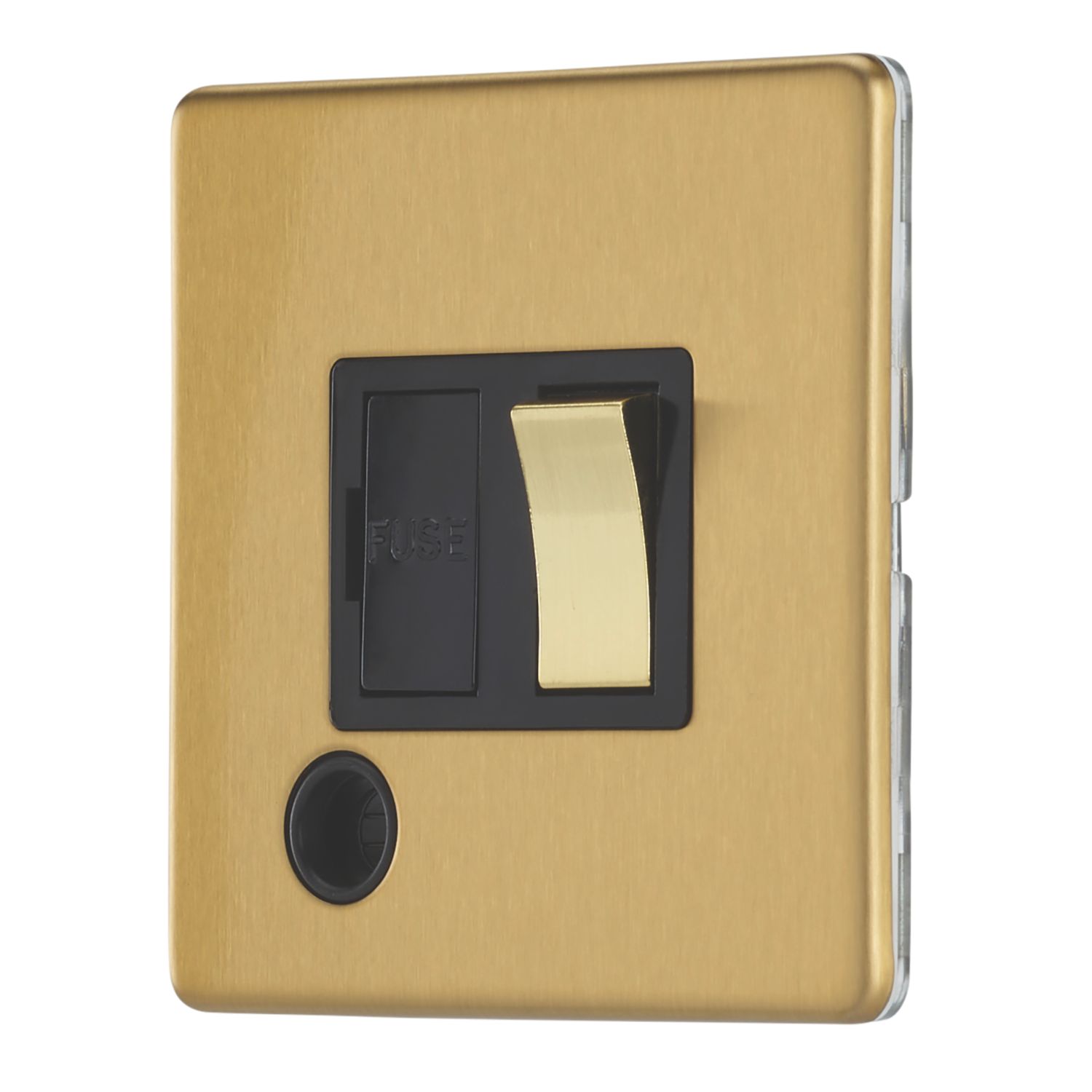 Contactum Lyric 13A Switched Fused Spur & Flex Outlet Brushed Brass with Black Inserts (811RR)