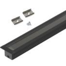 VEW Aluminium Smart Recessed Profile Kit Black 1m