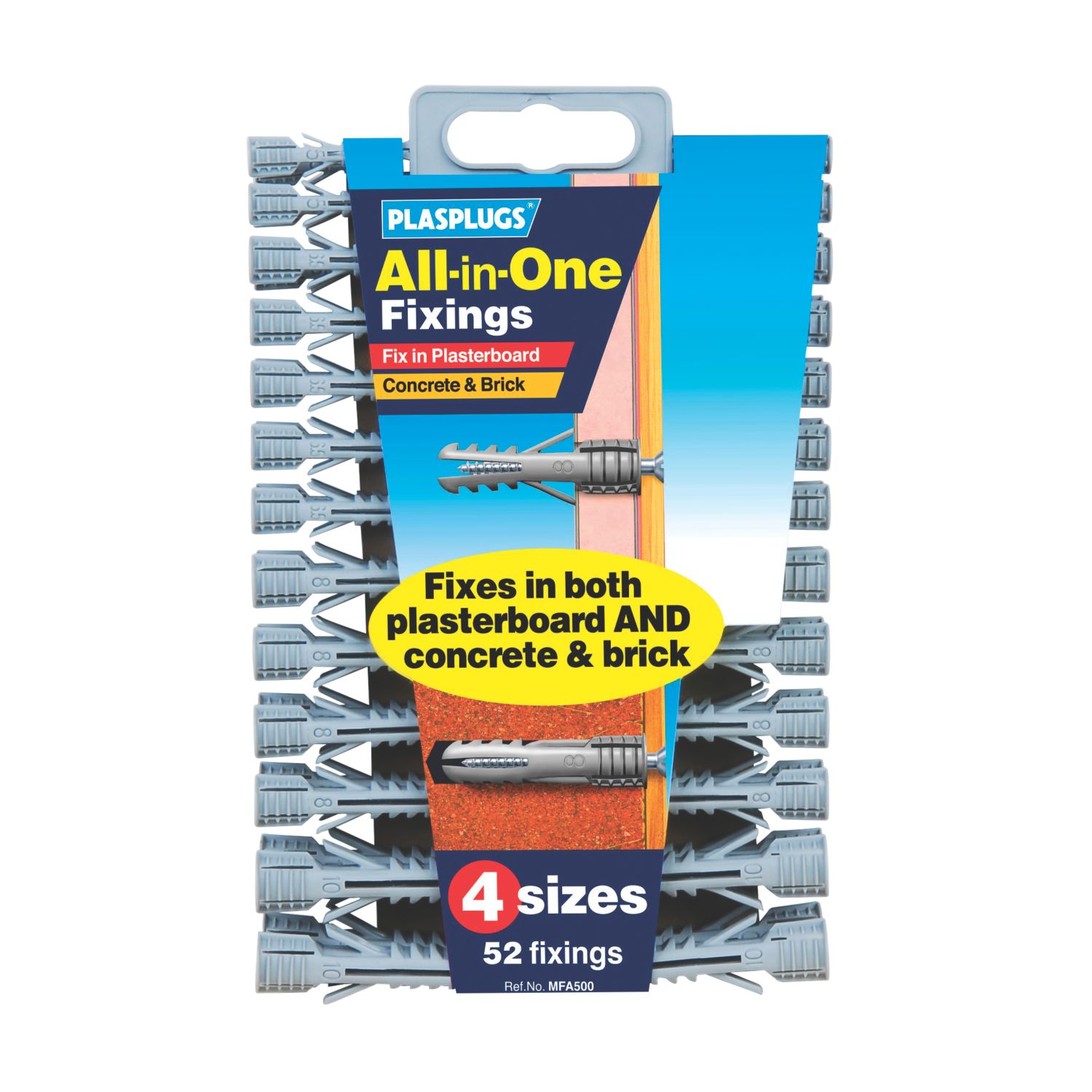Plasplugs All-in-One Wall Plugs 52 Pcs (8120K)