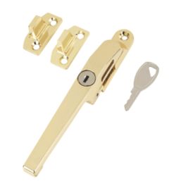 Smith & Locke Left or Right-Handed Modern Locking Casement Fastener Polished Brass