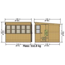 Shire Sunpent 8' x 8' (Nominal) Pent Shiplap T&G Timber Shed