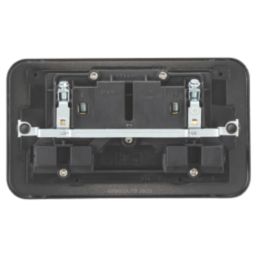 Knightsbridge MR9000UTB 13A 2-Gang Unswitched Metal Clad Double Socket Black with Black Inserts