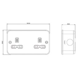 Knightsbridge MR9000UTB 13A 2-Gang Unswitched Metal Clad Double Socket Black with Black Inserts