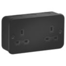 Knightsbridge MR9000UTB 13A 2-Gang Unswitched Metal Clad Double Socket Black with Black Inserts