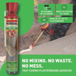 Soudal Genius Gun Plasterboard Adhesive PU Foam Hand-Held 750ml