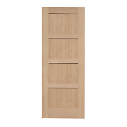 Unfinished Oak Wooden 4-Panel Shaker Internal Door 1981mm x 762mm
