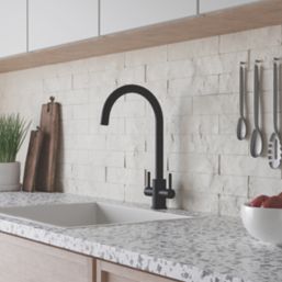 ETAL Dart Twin Lever Kitchen Mixer Tap Matt Black