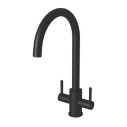 ETAL Dart Twin Lever Kitchen Mixer Tap Matt Black