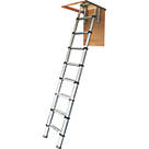 Werner  1-Section Anodised Aluminium & Plastic Telescopic Loft Ladder 2.88m