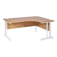 Nautilus Designs Aspire Right-Hand Corner Ergonomic Desk Oak /White  1600 x 730mm