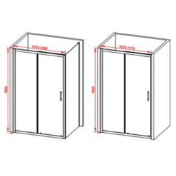 Framed Rectangular Sliding Shower Door Polished Silver 1100mm x 1850mm