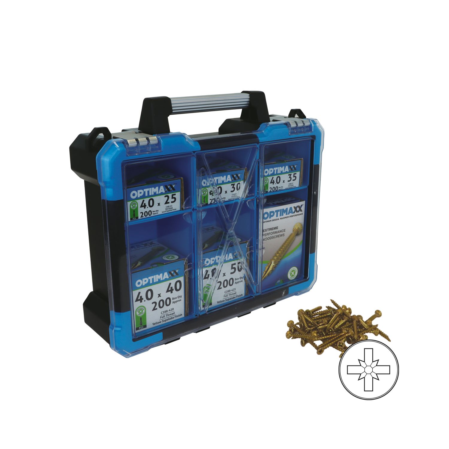Optimaxx PZ Countersunk Screw Trade Case 1200 Pieces (812TY)