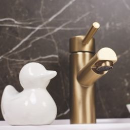 ETAL Juke Brushed Brass 150mm Cloakroom Lever Mono Basin Mixer Tap