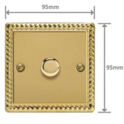 Varilight V-Pro 1-Gang 2-Way LED Dimmer Switch  Georgian Brass with Colour-Matched Inserts