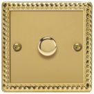 Varilight V-Pro 1-Gang 2-Way LED Dimmer Switch  Georgian Brass with Colour-Matched Inserts
