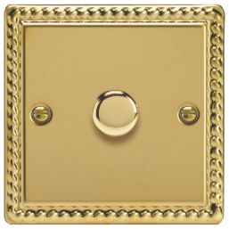 Varilight V-Pro 1-Gang 2-Way LED Dimmer Switch  Georgian Brass with Colour-Matched Inserts