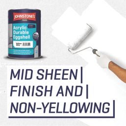 Johnstones Trade 5Ltr Brilliant White Eggshell Mid-Sheen Acrylic Multi Surface Paint