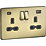Knightsbridge  13A 2-Gang SP Switched Socket + 4.0A 20W 2-Outlet Type A & C USB Charger Brushed Brass with Black Inserts