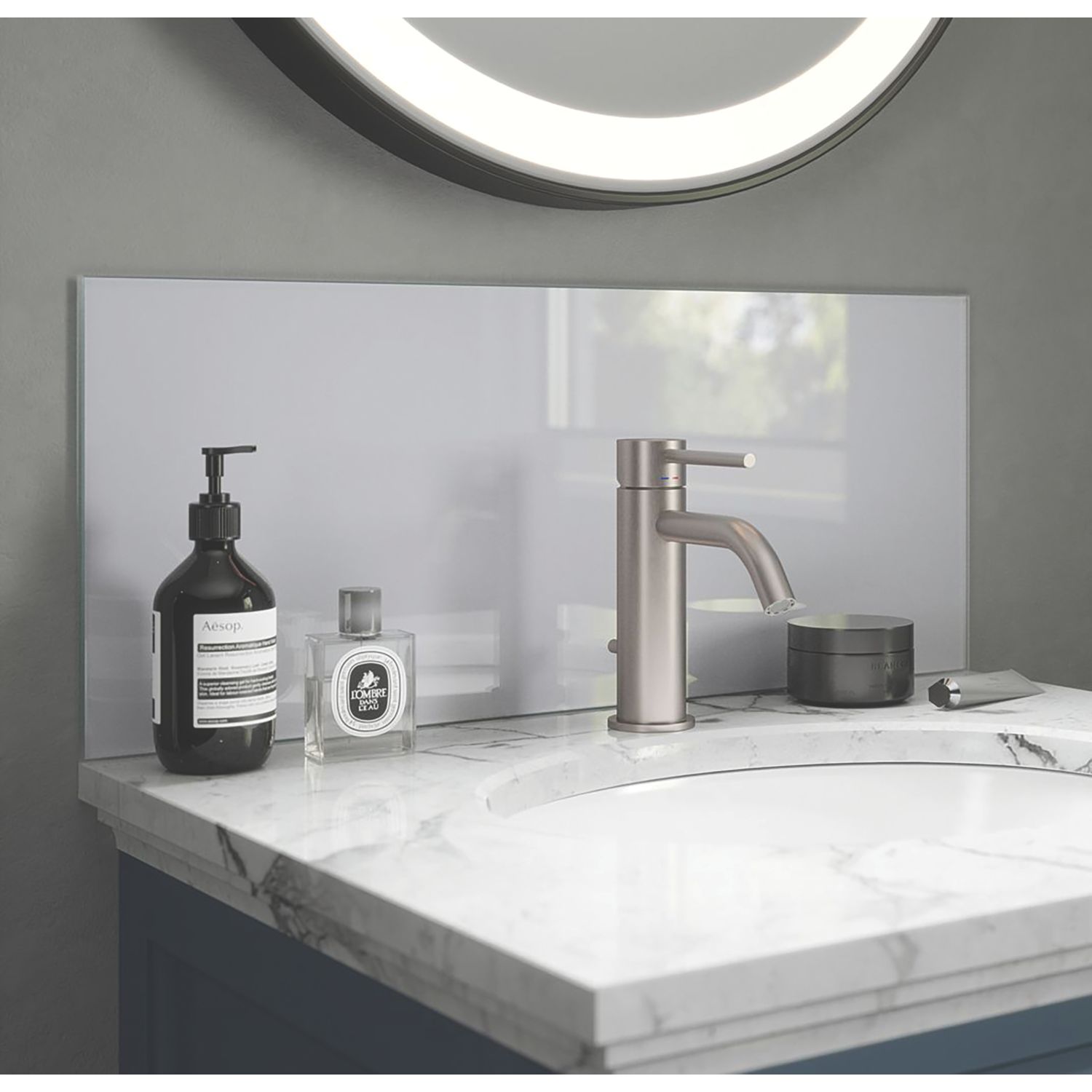 Splashback Glass Bathroom Splashback Shimmer Pearl 250mm x 600mm x 4mm (813RX)