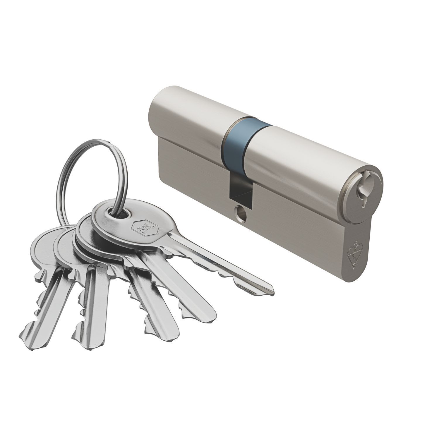 Smith & Locke Fire Rated 1 Star Double Double Cylinder Lock 35-45 (80mm) Satin Nickel (813TE)