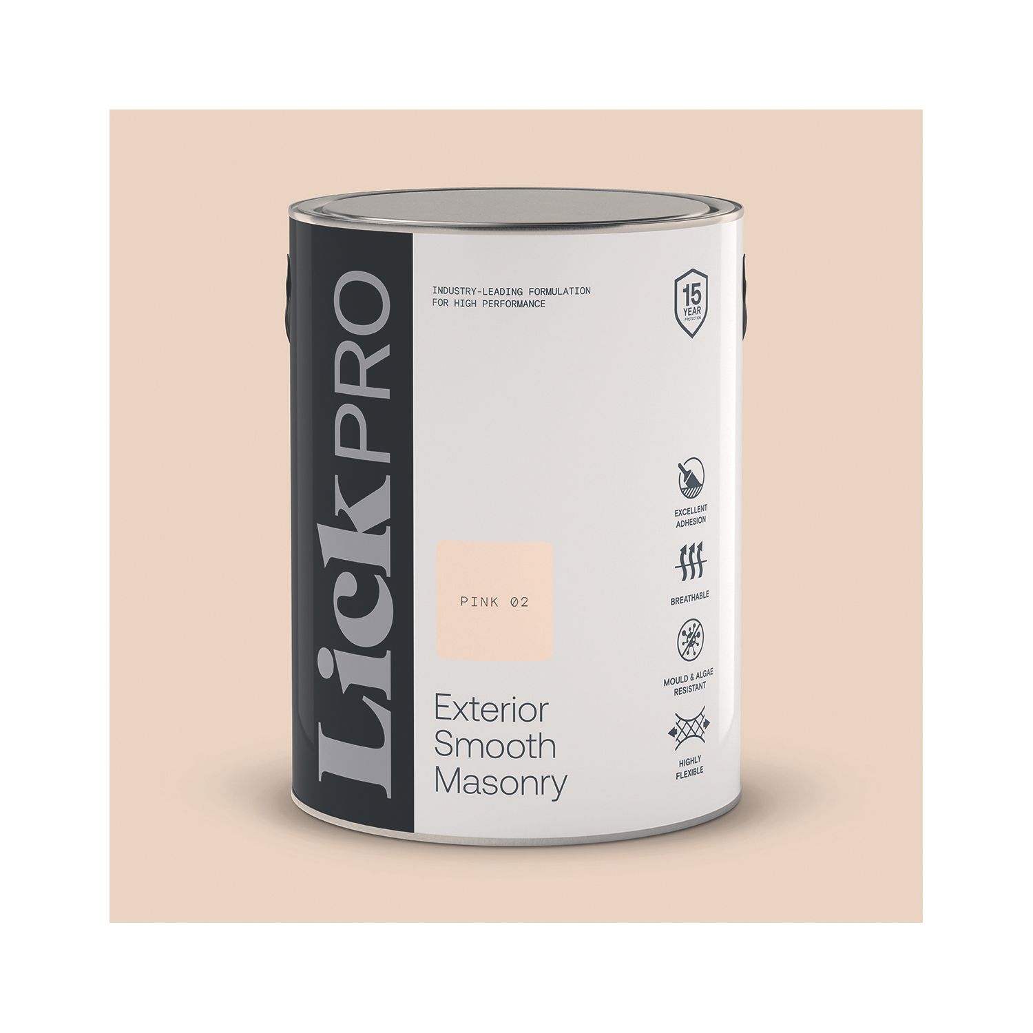 LickPro 5Ltr Smooth Pink 02 Masonry Paint (813TM)