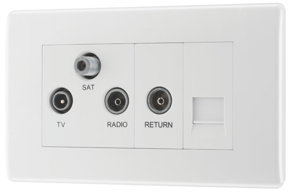 British General 800 Series 2-Gang Triplex TV Socket White