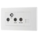 British General 800 Series 2-Gang Triplex TV Socket White