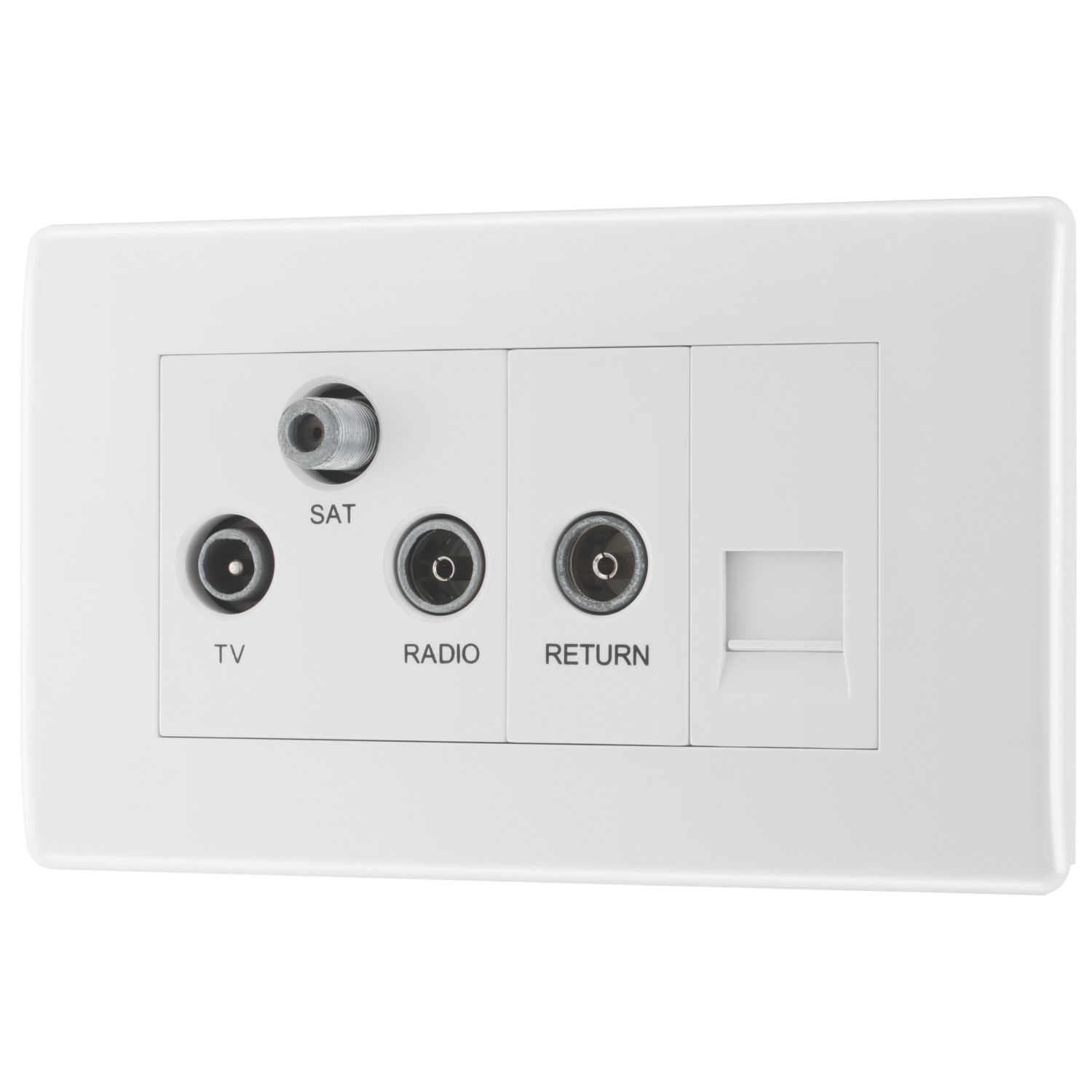 British General 800 Series 2-Gang Triplex TV Socket White (813XF)