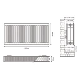 Flomasta 600mm x 1000mm 5832BTU White Type 22 Convector Radiator