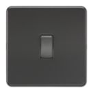 Knightsbridge Screwless 10AX 1-Gang 1-Way Double Pole Switch  Matt Black
