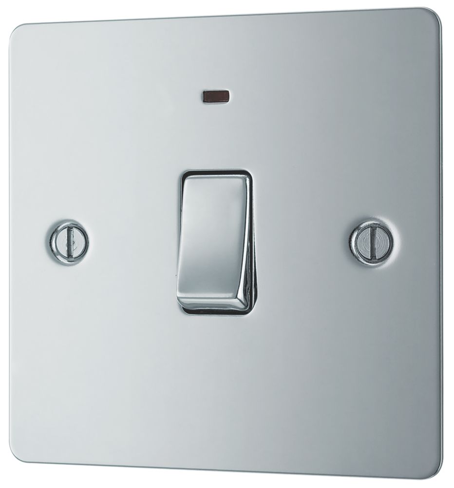 LAP 20A 1-Gang DP Control Switch Polished Chrome with Neon - Screwfix
