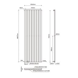 Flomasta  1800mm x 600mm 4174BTU Anthracite Vertical Designer Radiator
