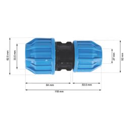 Flomasta  MDPE Reducing Straight Coupler 32mm x 25mm