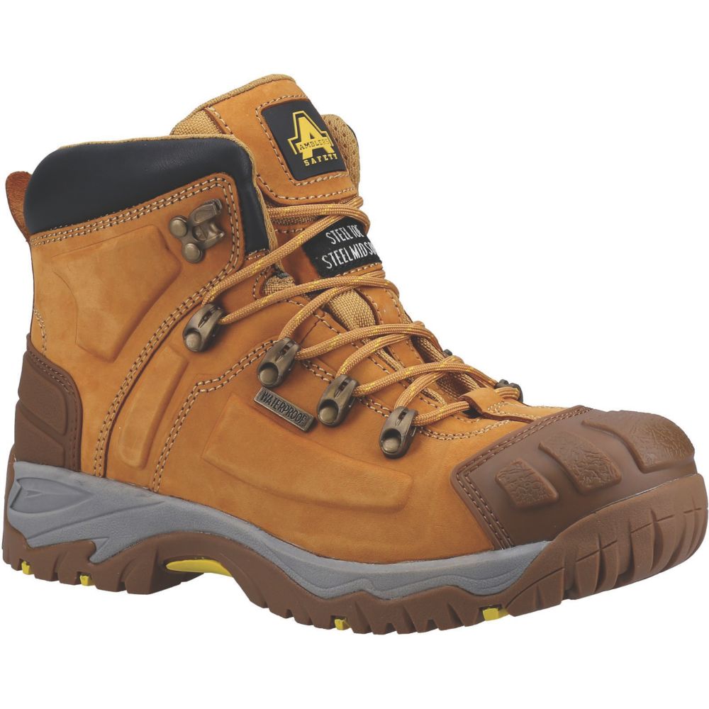 Amblers 33 Size 12 Honey Waterproof Steel Toe Cap Safety Boots Screwfix